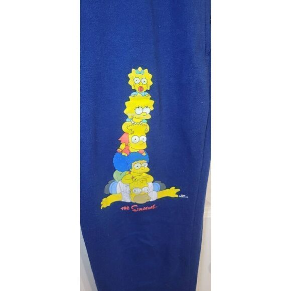 The Simpsons Jogger Sweatpants Women's M Pockets Drawstring Graphic Blue White - Picture 4 of 5